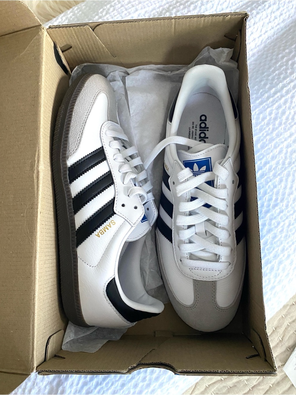 New In Box Adidas Samba OG White/Black Sneakers Women’s 9 Men 7.5 New w Receipt